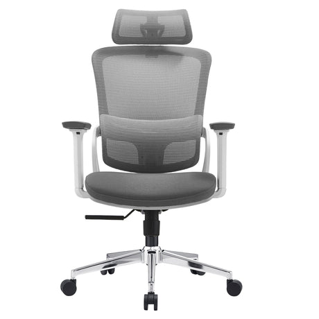 Elena High-Back Ergonomic Office Chair Grey Fabric with 3D Adjustable Armrests — Allure Home Collections