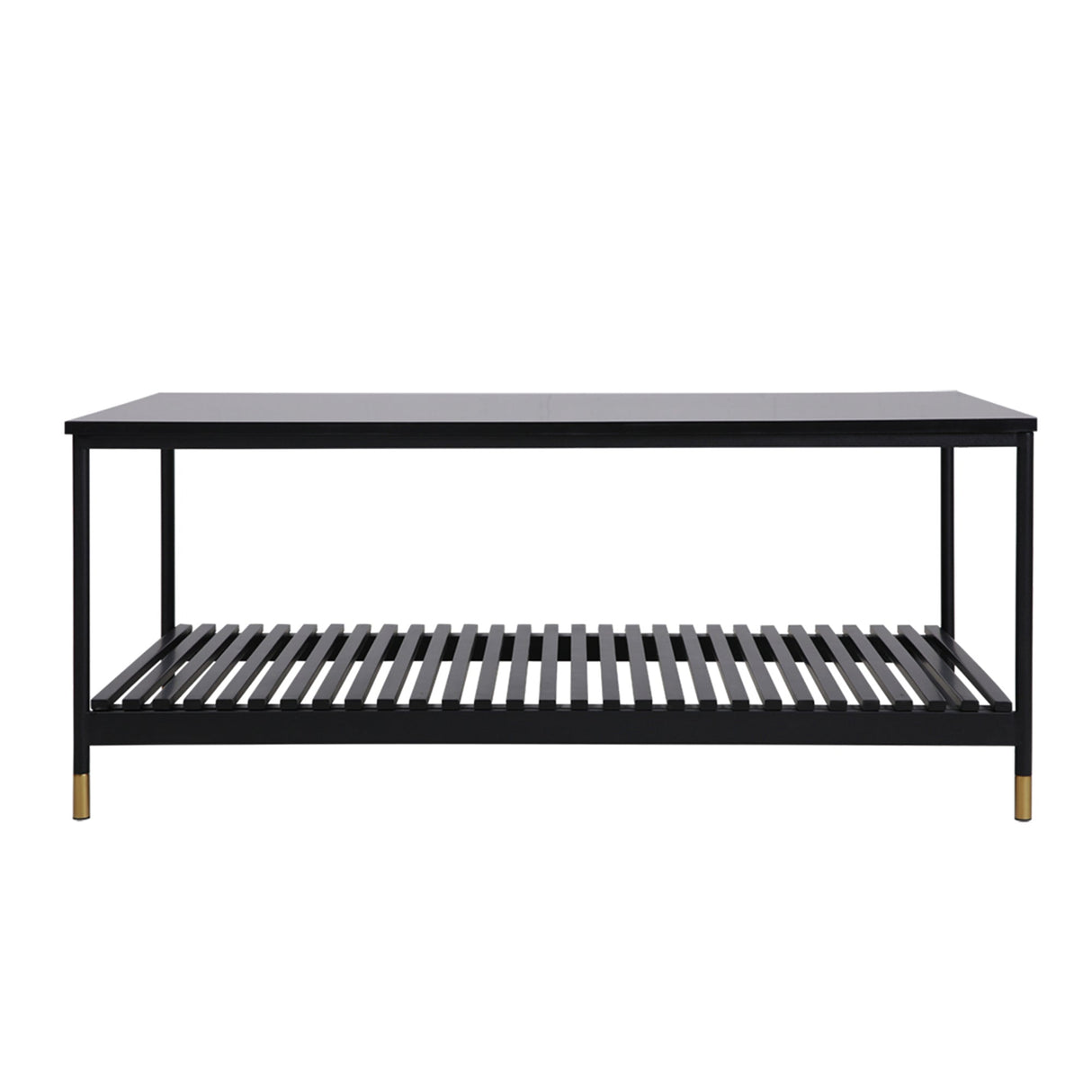 ALCONA Matte Black Coffee Table with Gold Accents