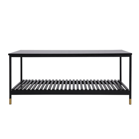 ALCONA Matte Black Coffee Table with Gold Accents