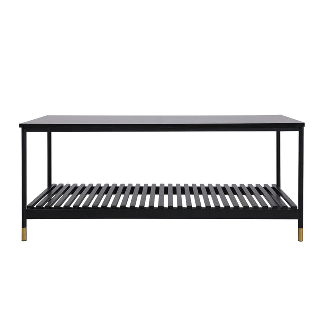 ALCONA Matte Black Coffee Table with Gold Accents