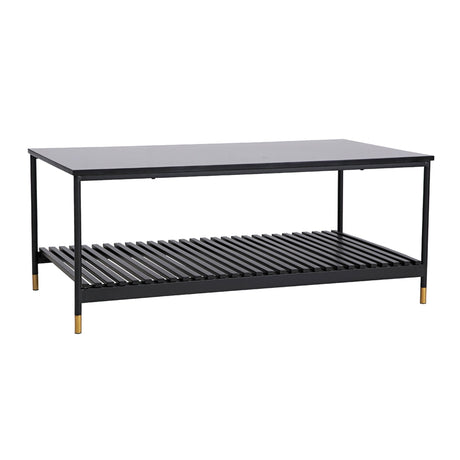 ALCONA Matte Black Coffee Table with Gold Accents