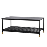 ALCONA Matte Black Coffee Table with Gold Accents