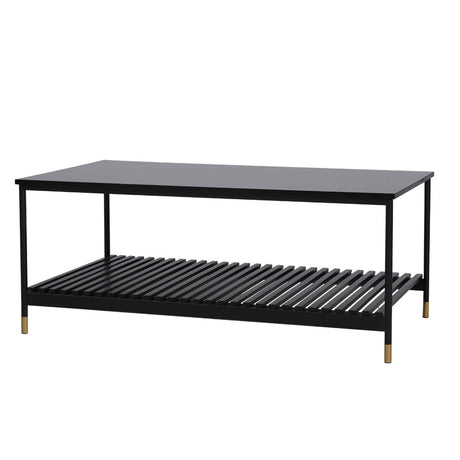 ALCONA Matte Black Coffee Table with Gold Accents