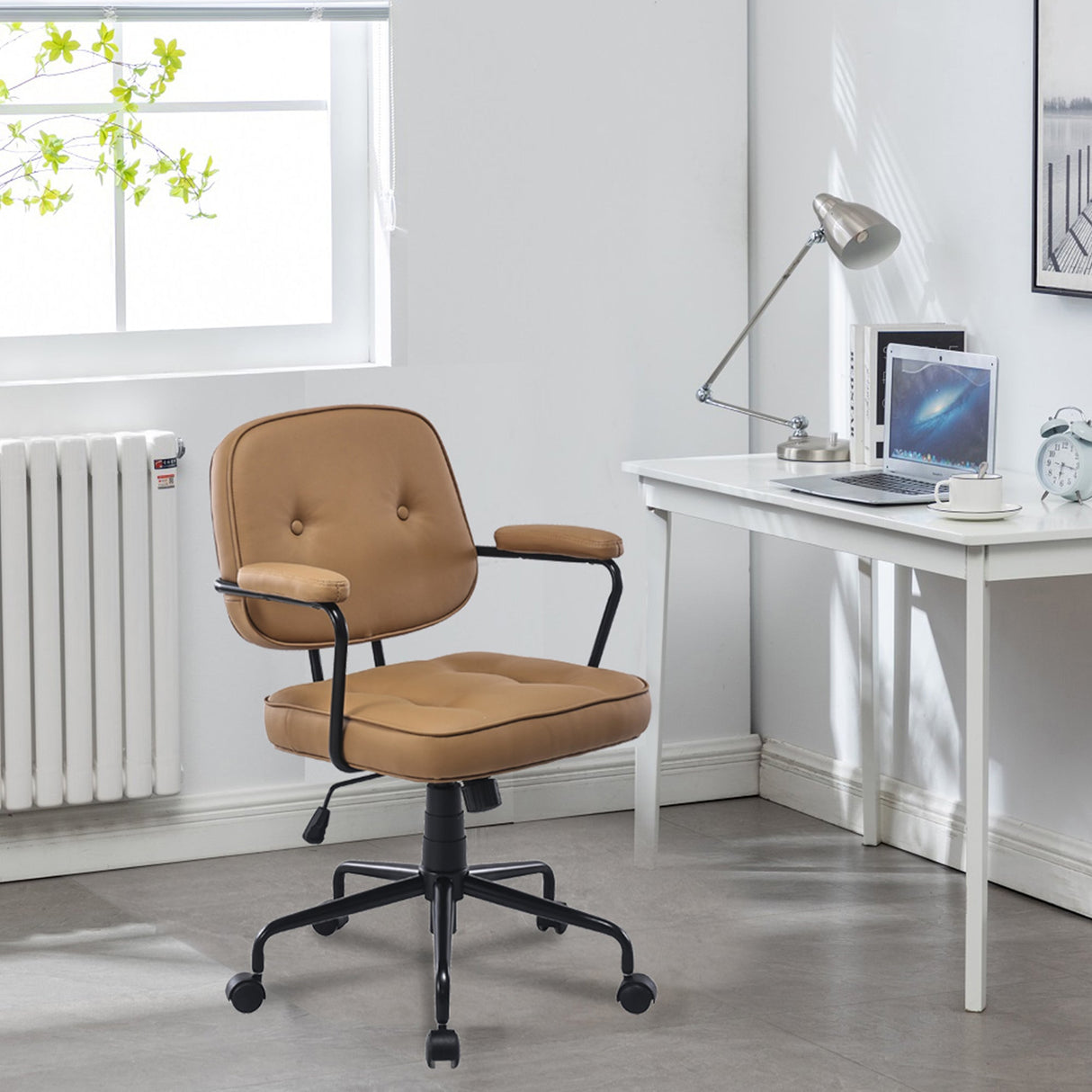 Louise Black Frame Faux Leather Office Chair
