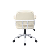 Louise Beige Faux Leather Home Office Chair White Frame — Allure Home Collections