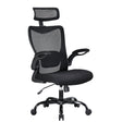 Manjimup black ergonomic mesh office chair with headrest in an office