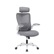 Manjimup grey ergonomic mesh office chair with headrest in an office