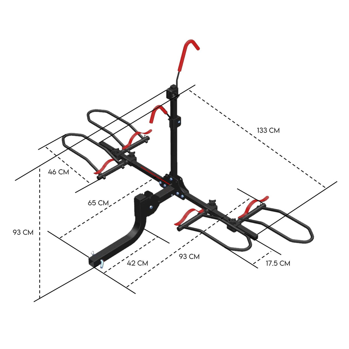 Oudenaarde Foldable E Bike Platform Rack, 2 Bike, 100kg, Black