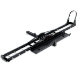 Upright steel motorcycle carrier rack mounted on a two inch hitch