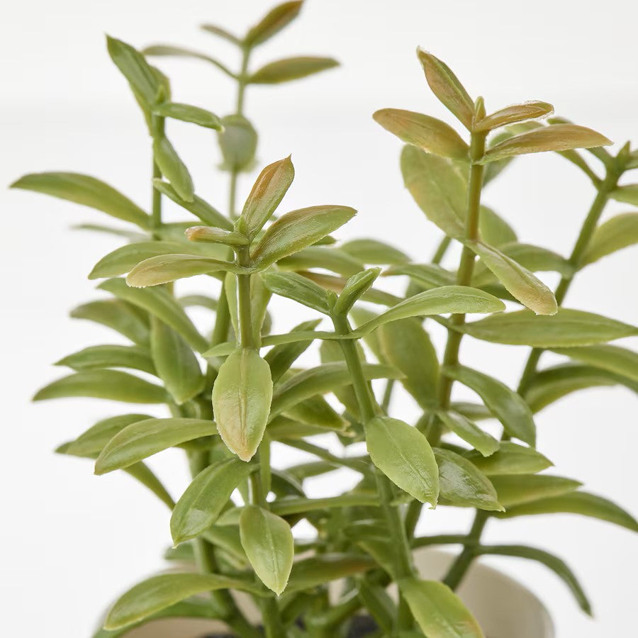 Artificial herb potted plant pot detail showing white plastic finish — Allure Home Collections