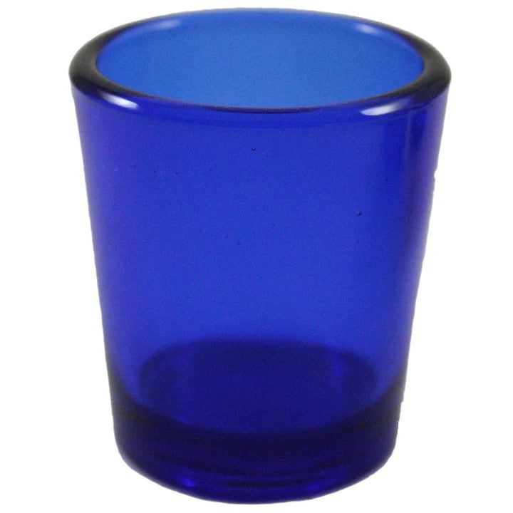 Blue glass votive tealight candle holder, set of 10