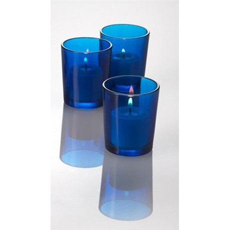 Blue glass votive tealight candle holder, set of 10