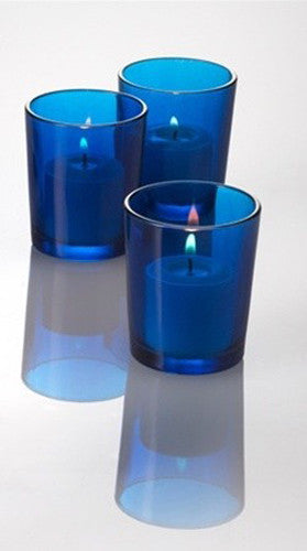 Blue glass votive tealight candle holder, set of 10