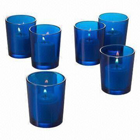 Blue glass votive tealight candle holder, set of 10