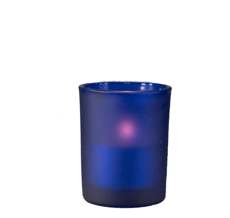 Blue frosted glass votive tealight candle holder, set of 10