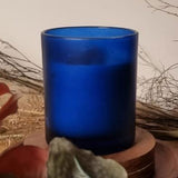 Blue frosted glass votive tealight candle holder, set of 10
