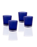 Blue frosted glass votive tealight candle holder, set of 10
