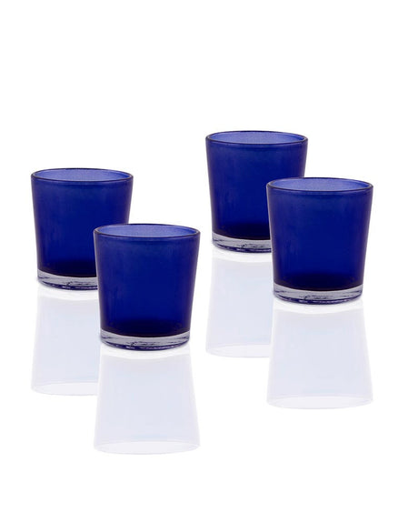 Blue frosted glass votive tealight candle holder, set of 10