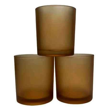 Brown frosted glass votive tealight candle holder, set of 10