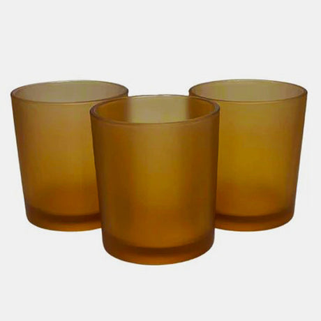 Brown frosted glass votive tealight candle holder, set of 10