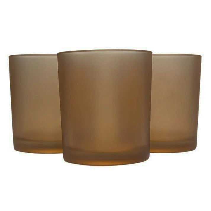 Brown frosted glass votive tealight candle holder, set of 10