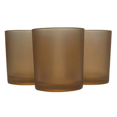 Brown frosted glass votive tealight candle holder, set of 10