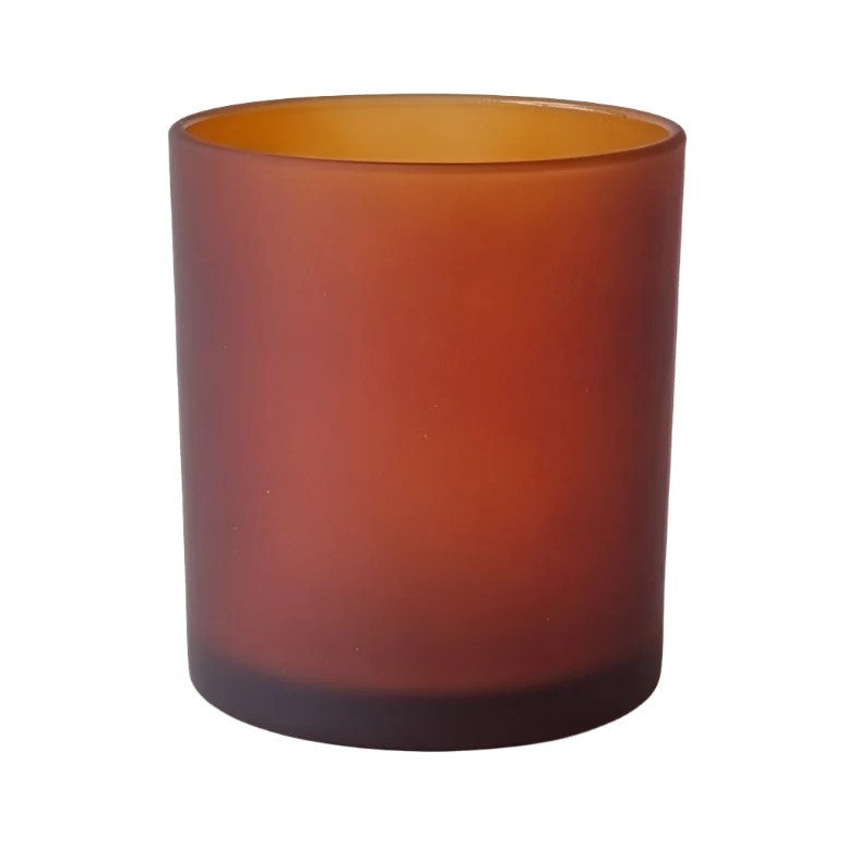 Brown frosted glass votive tealight candle holder, set of 10