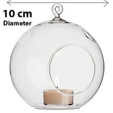Hanging clear glass ball tealight candle holder 10cm set of 50