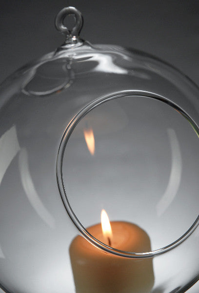 Hanging clear glass ball tealight candle holder 10cm set of 50