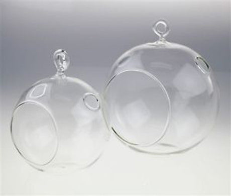 Hanging clear glass ball tealight candle holder 10cm set of 50