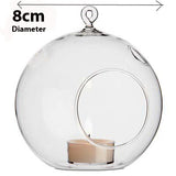 Hanging clear glass ball tealight candle holder 8cm set of 50