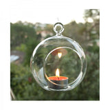 Hanging clear glass ball tealight candle holder 8cm set of 50