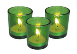 Green glass votive tealight candle holder, set of 10