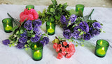 Green glass votive tealight candle holder, set of 10