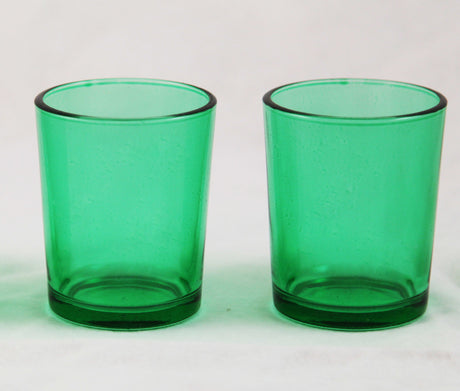 Green glass votive tealight candle holder, set of 10