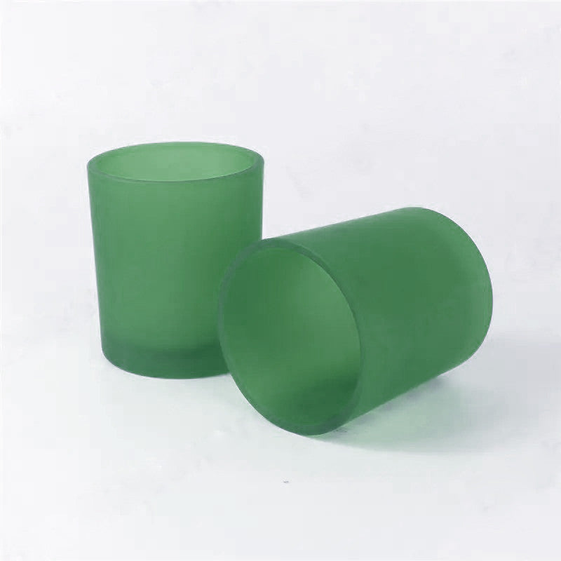 Green frosted glass votive candle holders set of 20