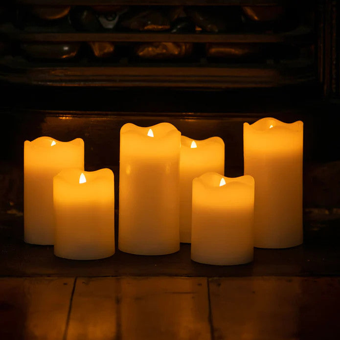 Halls Gap LED Pillar Candle Set, White (25 Pack)
