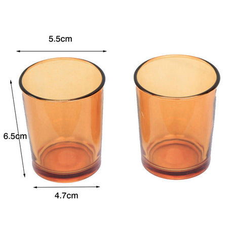 Orange glass votive tealight candle holders