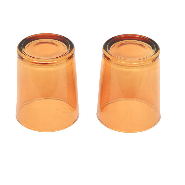 Orange glass votive tealight candle holders