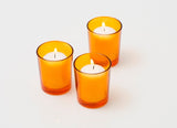 Orange glass votive tealight candle holders