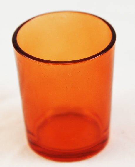 Orange glass votive tealight candle holders