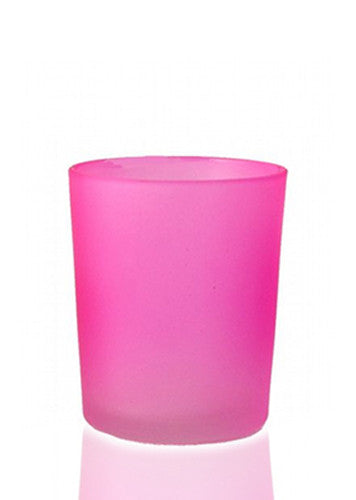 Pink frosted glass votive tealight candle holder, set of 10