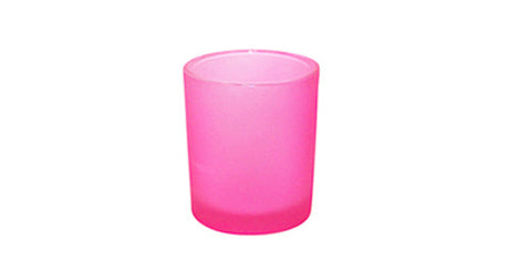 Pink frosted glass votive tealight candle holder, set of 10