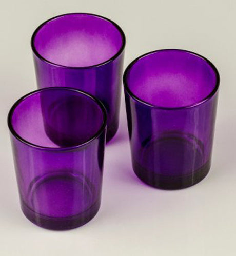 Purple glass votive tealight candle holder, set of 10