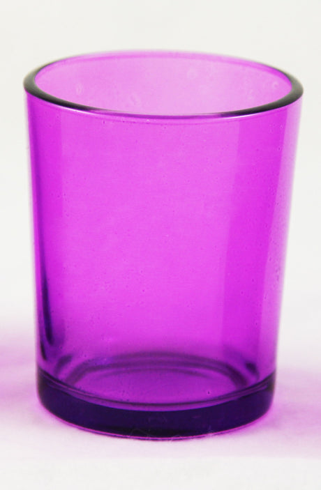 Purple glass votive tealight candle holder, set of 10