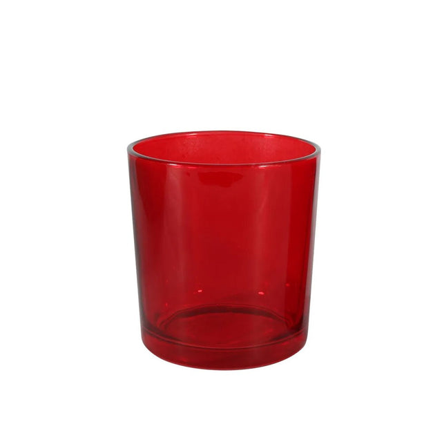 Red glass votive tealight candle holder, set of 10