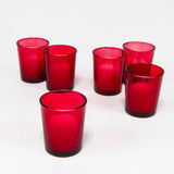 Red glass votive tealight candle holder, set of 10