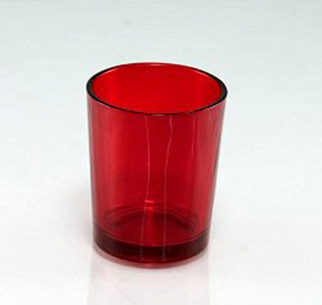 Red glass votive tealight candle holder, set of 10