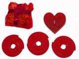 Red Heart Candle Spa Gift Set — Heart Candle, 3 Incense Coils and Potpourri Sachet — Allure Home Collections