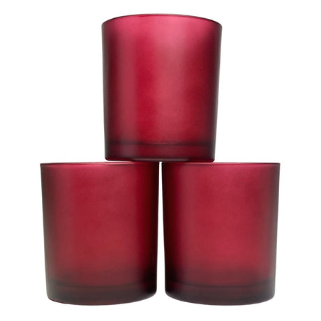 Red frosted glass votive tealight candle holder, set of 10